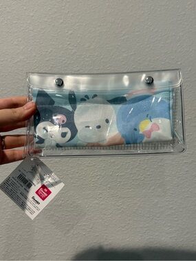 Sanrio Clear Vinyl Cosmetic Pouch with Blue Character Print